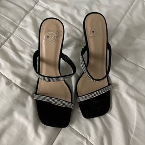 Size 6 rhinestone clear heels